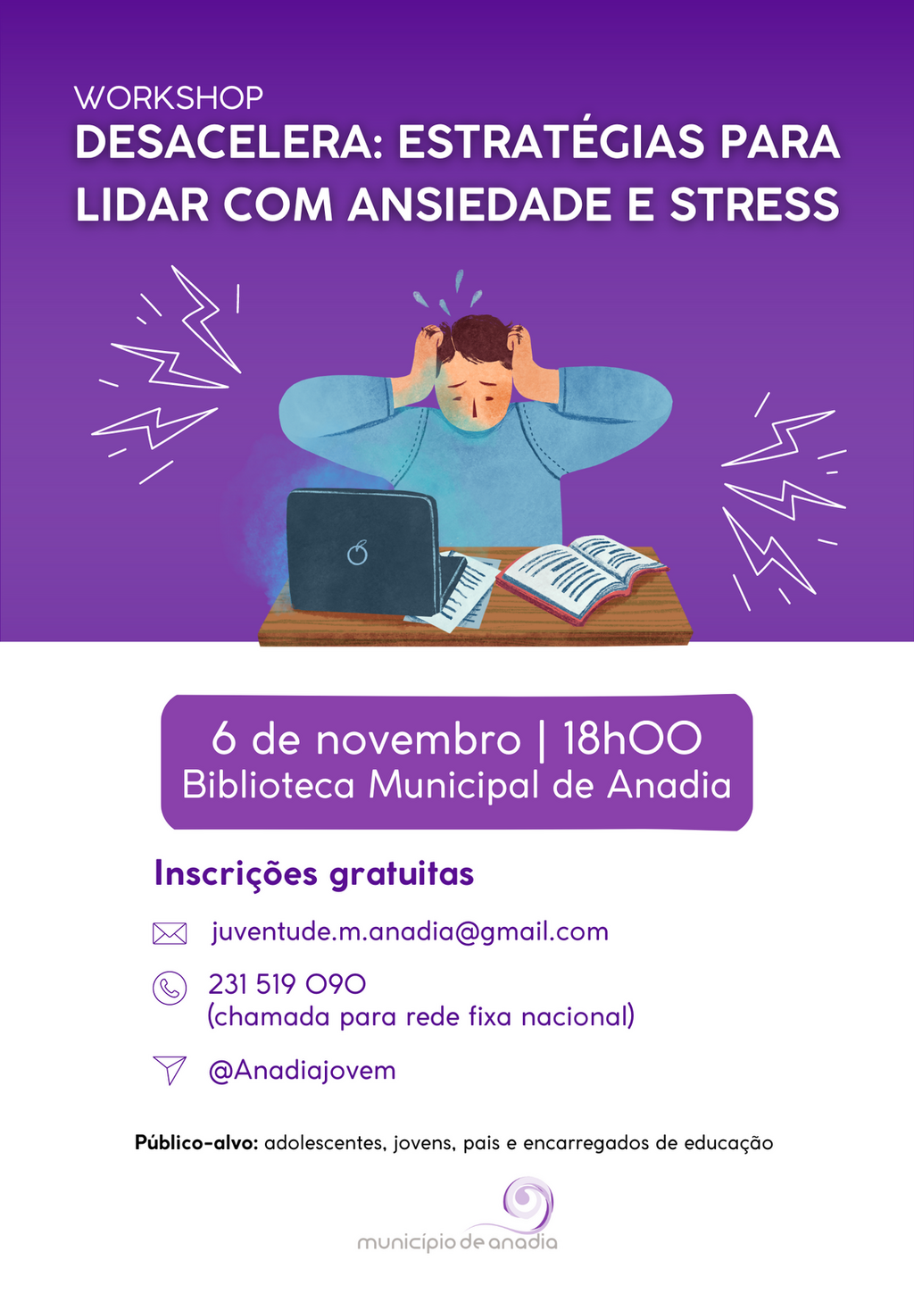 Workshop "Desacelera: Estratégias para lidar com  a ansiedade e stress